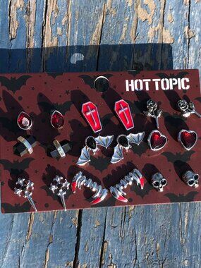 Vampire Fang Stud Earrings, Set of 9